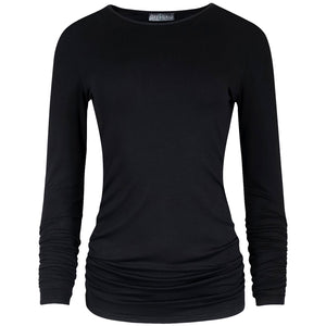 Parlee Black Long Sleeve Bamboo Jersey Top by OFF>GRID